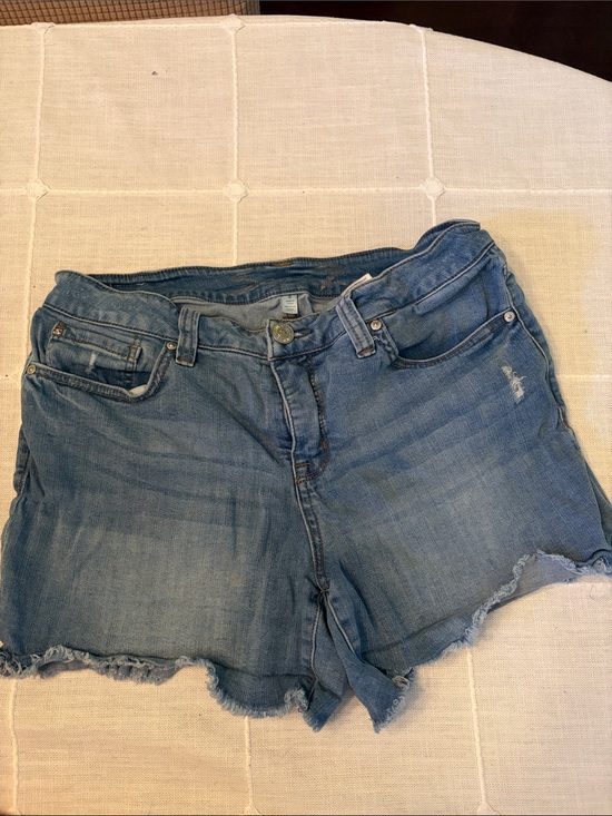 Seven7 Pants - Seven7 Light Blue Distressed Denim Cutoff Shorts